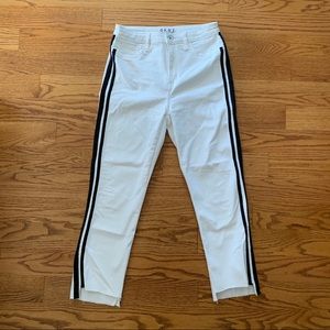 DKNY Racer Stripes Crop White High Rise Jeans